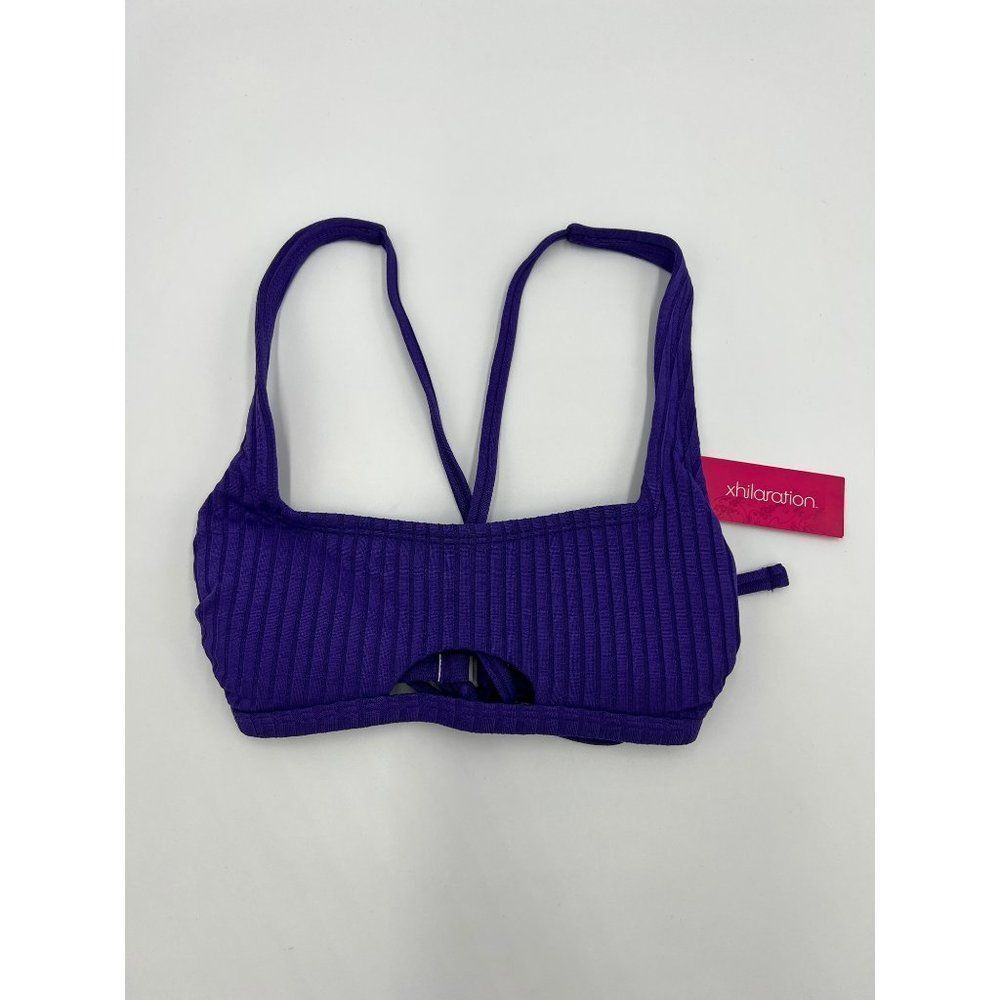 Xhilaration Women's Purple Ribbed‎ Cutout Bralette Bikini Top Size XS NWT